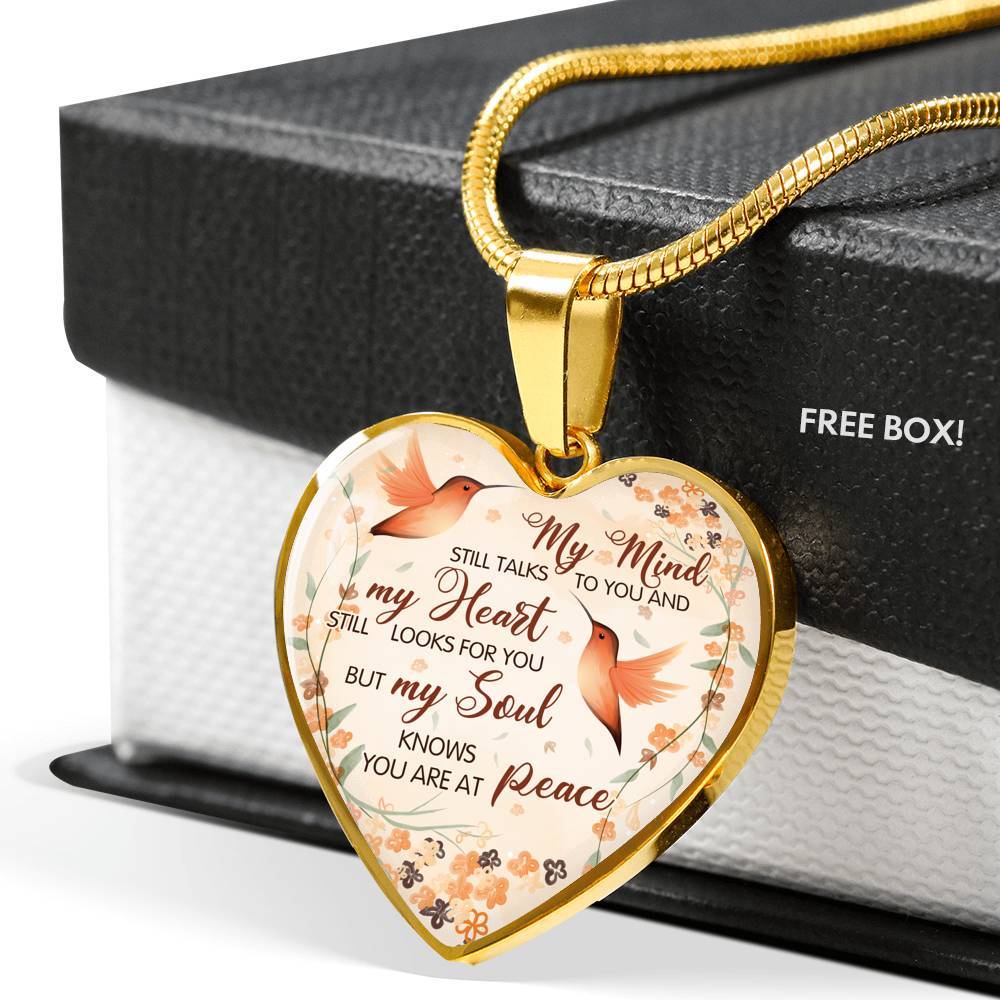 Hummingbird My Mind Still Talks To You And My Heart Still Looks Heart Pendant Necklace - Heart Luxury Necklace (Gold Plated)