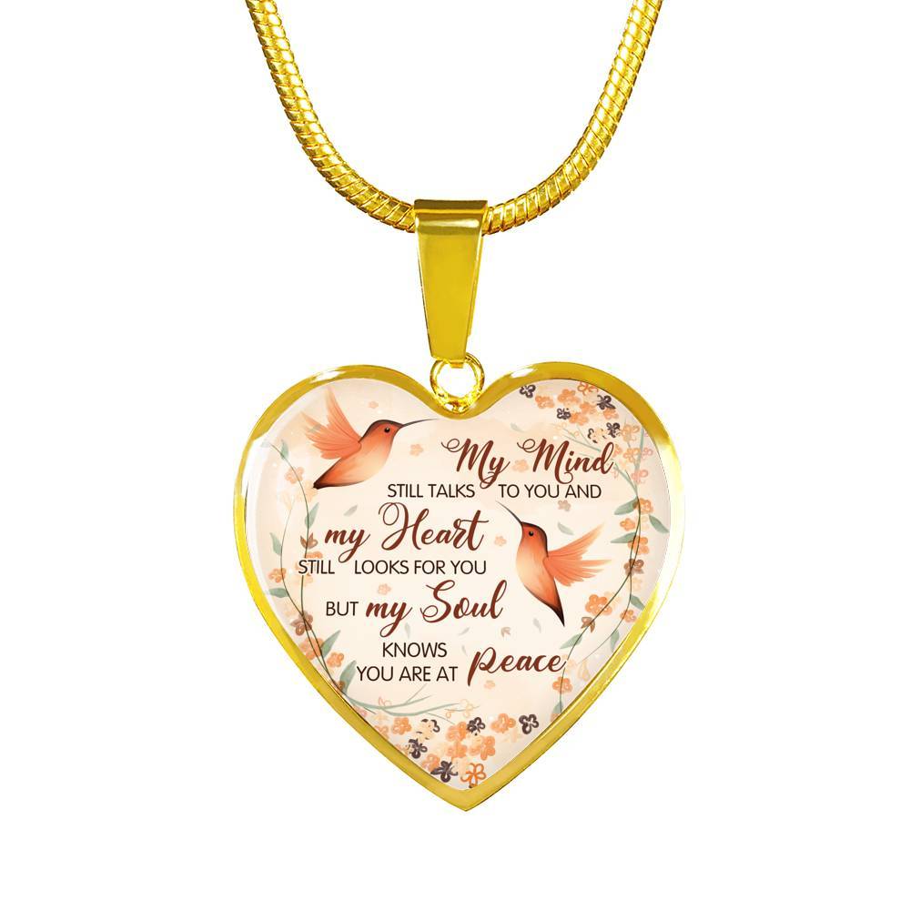 Hummingbird My Mind Still Talks To You And My Heart Still Looks Heart Pendant Necklace - Heart Luxury Necklace (Gold Plated)