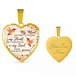 Hummingbird My Mind Still Talks To You And My Heart Still Looks Heart Pendant Necklace - Heart Luxury Necklace (Gold Plated)