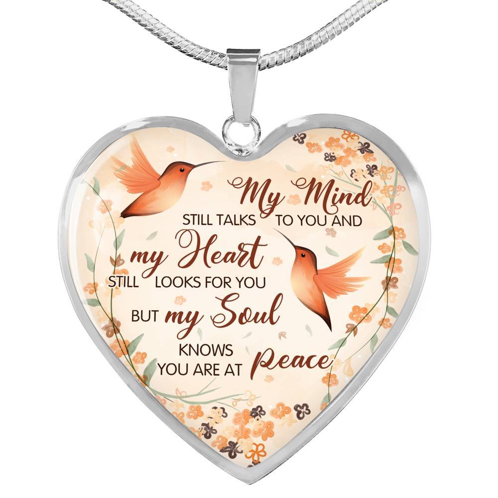 Hummingbird My Mind Still Talks To You And My Heart Still Looks Heart Pendant Necklace - Heart Luxury Necklace (Silver)