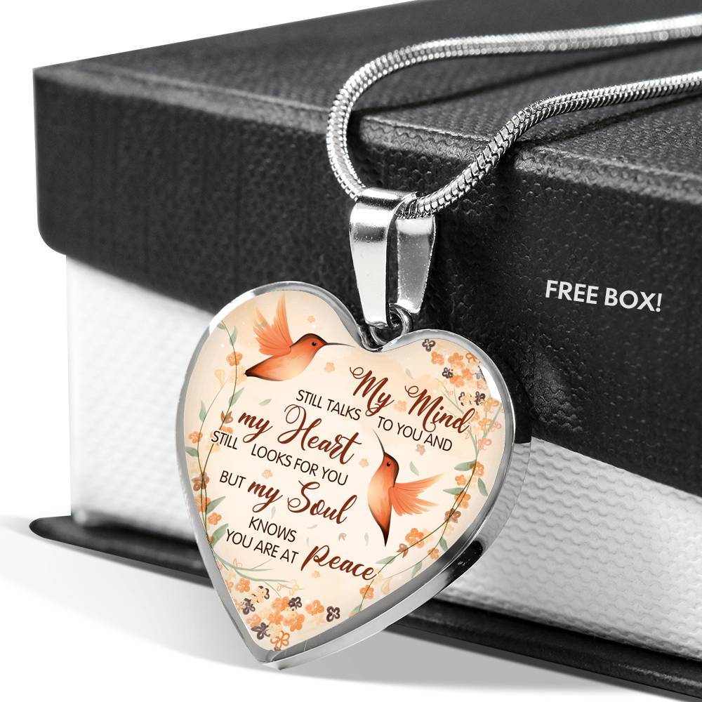 Hummingbird My Mind Still Talks To You And My Heart Still Looks Heart Pendant Necklace - Heart Luxury Necklace (Silver)