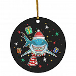 2N.Shark Christmas Shark Christmas Tree Circle Ornament Keepsake, White, Circle Ornament 2N.Shark Christmas Shark Christmas Tree Circle Ornament Keepsake, White, Circle Ornament