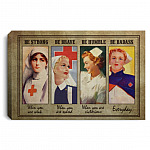 Love Nurse Living Life Be Strong Be Brave, White, 0.75'' Framed Canvas