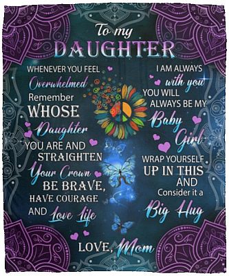 Mom To My Daughter Whenever You Feel, White, Cozy Plush Fleece Blanket - 50x60