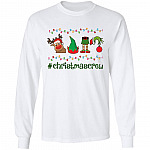 Christmas Crew Green Hand Hanging with My Gnomies Hoodie - Sweatshirt - Long Sleeve Shirt, White, Long Sleeve