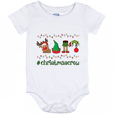 Christmas Crew Green Hand Hanging with My Gnomies Baby Onesie - Toddler Baby Infant Bodysuit, White, Baby Onesie - 12 Month