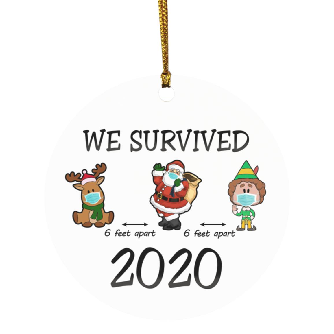 We Survived 2020 Christmas, White, Circle Ornament