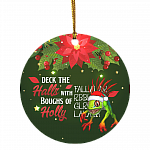 Deck The Halls With Boughs Of Holly Decorative Christmas Ornament - Holiday Flat Circle Ornament, White, Circle Ornament Deck The Halls With Boughs Of Holly Decorative Christmas Ornament - Holiday Flat Circle Ornament, White, Circle Ornament