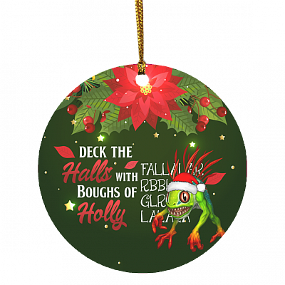 Deck The Halls With Boughs Of Holly Decorative Christmas Ornament - Holiday Flat Circle Ornament, White, Circle Ornament