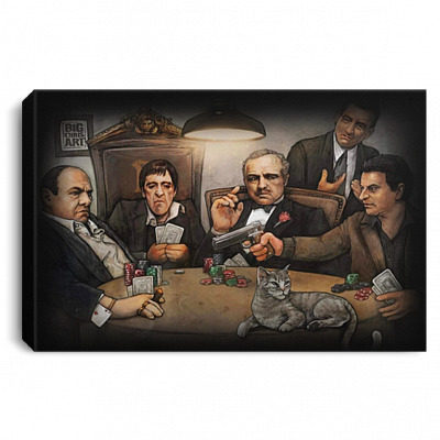 Mafia Gangster Poker Gallery Wrapped Framed Canvas Prints - Unframed Poster - Home Decor Wall Art, White, 0.75'' Framed Canvas