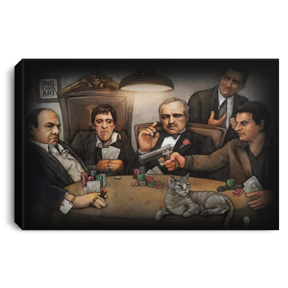 Mafia Gangster Poker Gallery Wrapped Framed Canvas Prints - Unframed Poster - Home Decor Wall Art, White, 0.75'' Framed Canvas