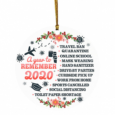 A Year To Remember 2020 Decorative, White, Circle Ornament