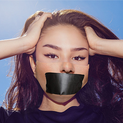 Alternative view of Duct Tape Over Mouth Funny Costume Washable Reusable Custom Printed Cloth Face Mask Cover