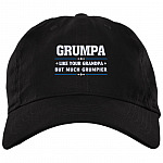6VT. Grumpa Much Grumpier, Black, Brushed Twill Dad Cap