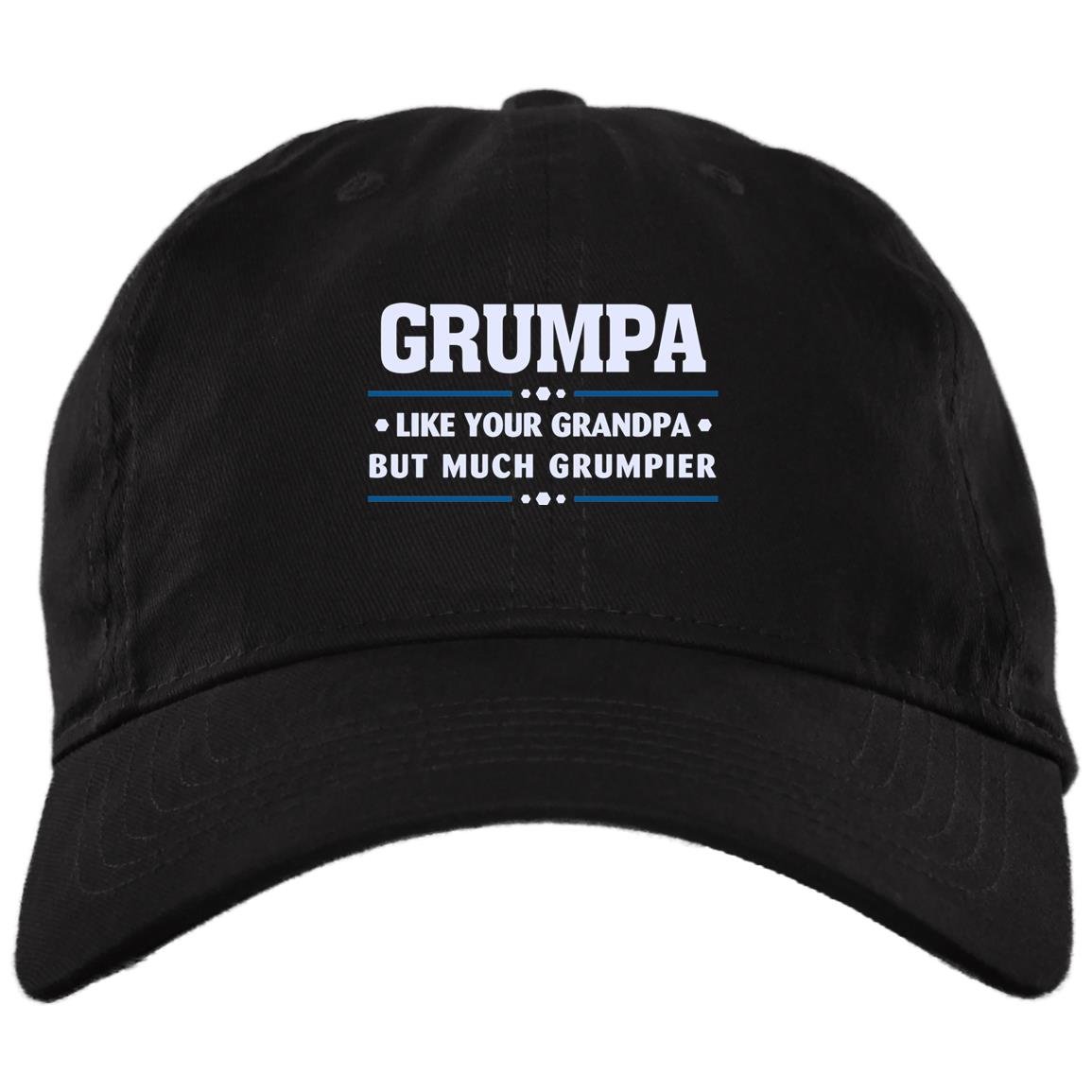 6VT. Grumpa Much Grumpier, Black, Brushed Twill Dad Cap