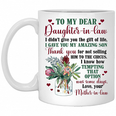 1N.To My Dear Daughter In Law - Mug(5), White, 11 oz. White Mug