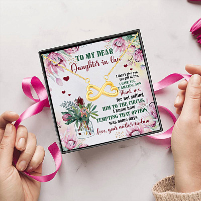 To My Dear Daughter In Law I Gave You My Amazing Son Infinity Heart Pendant Necklace