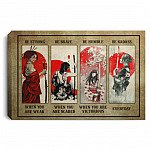 9VT. Female Samural Be Strong, White, 0.75'' Framed Canvas