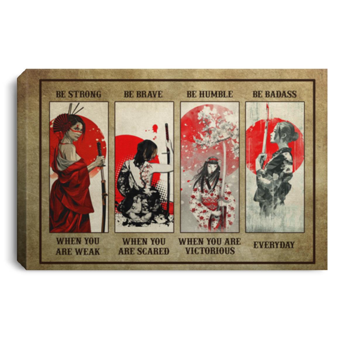 9VT. Female Samural Be Strong, White, 0.75'' Framed Canvas