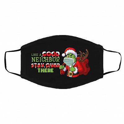 8VT. Like A Good Neighbor Grinch, Black, Cloth Face Cover – Medium/Large