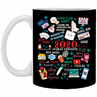 2020 Global Pandemic Ceramic Coffee Mug, Black, 11 oz. White Mug