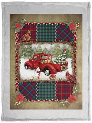 5KT. Red Truck Snowman Christmas(12), White, VPS Cozy Plush Fleece Blanket - 30x40