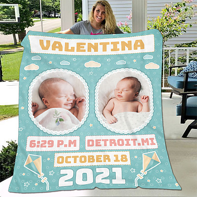Alternative view of Custom Photo Baby Birthday Gift - Personalized Image Mink Fleece - Woven Blanket