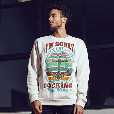 Alternative view of Sorry For What I Said While Docking The Boat Light Hoodie - Funny Boating Anchor Boat Captain Sweatshirt