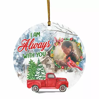 Custom Photo I Am Always With You, White, Circle Ornament