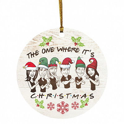 The One Where It's Christmas Ornament, White, Circle Ornament