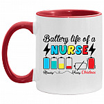 Battery Life Of Nurse, White/Red, 11 oz. Accent Mug