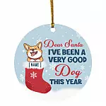 Personalized Dear Santa I've Been, White, Circle Ornament