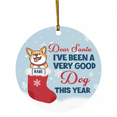 Personalized Dear Santa I've Been, White, Circle Ornament