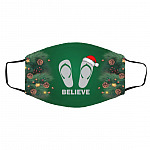 Flip-flop Christmas Believe Santa, White, Cloth Face Cover – Medium/Large
