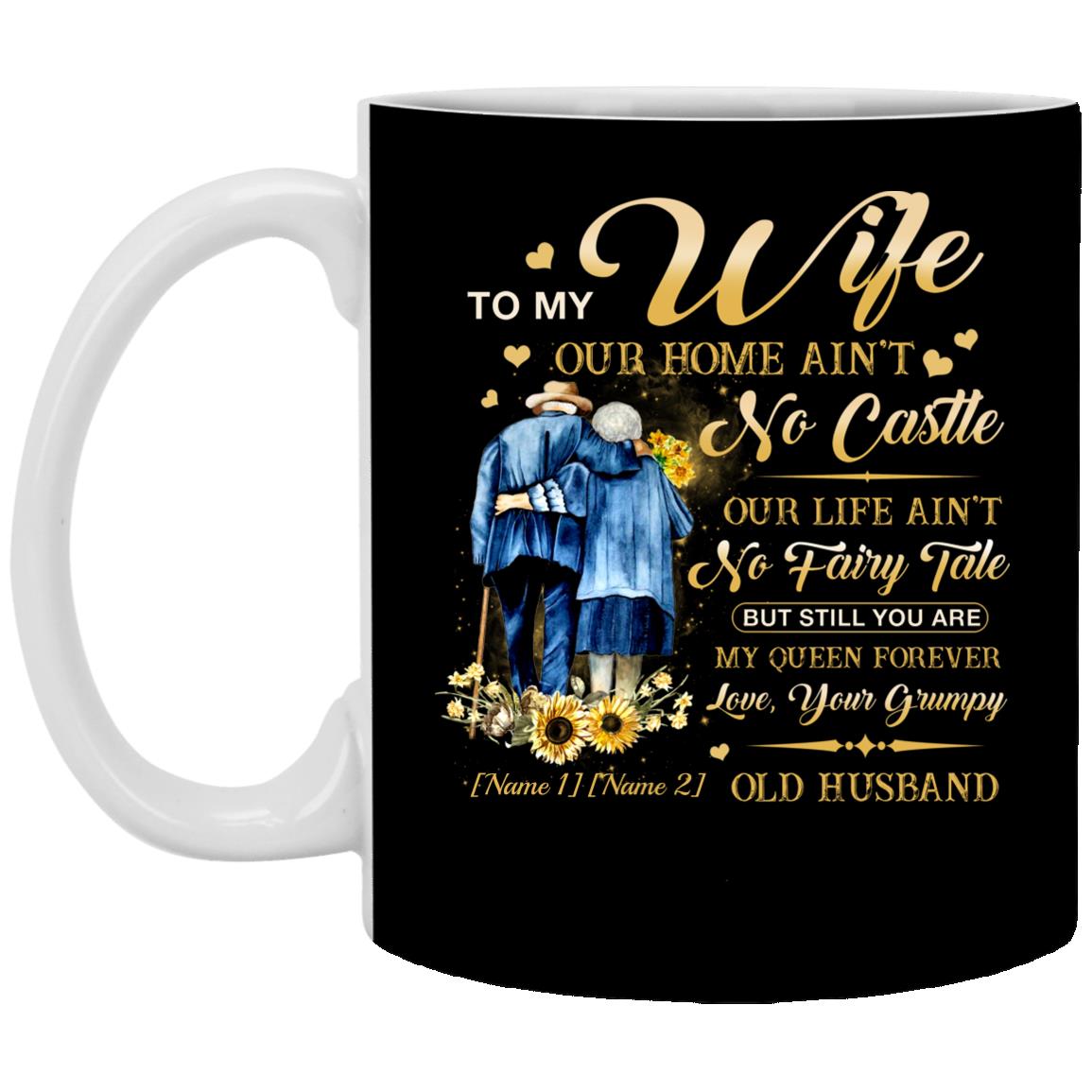 Personalized Husband To My Wife Our Home, Black, 11 oz. White Mug