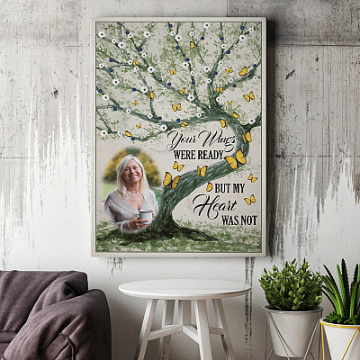 Alternative view of Personalized Photo Your Wings Were Ready But My Heart Was Not Custom Image Framed Canvas - Unframed Poster