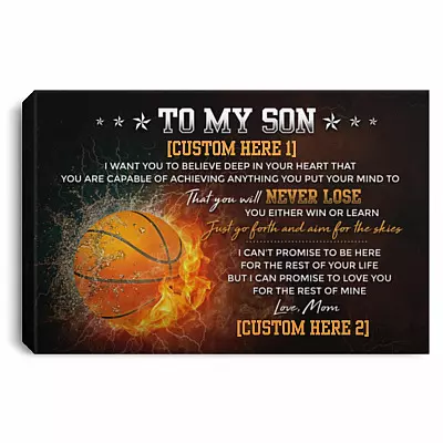 Personalized Basketball Mom To My Son Canvas, White, 0.75'' Framed Canvas