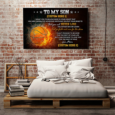 Alternative view of Personalized Basketball Mom To My Son I Want You To Believe Deep In Your Heart Framed Canvas - Unframed Poster