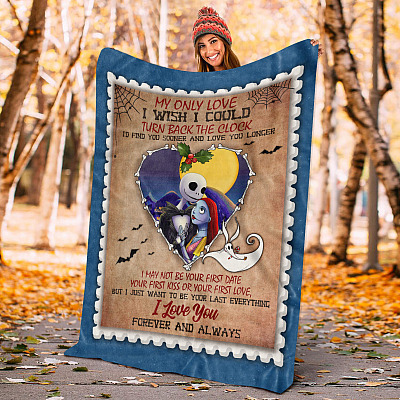 Alternative view of Jack And Sally My Only Love I Wish I Could Turn Back The Clock Nightmare Fleece Blanket - Mink Sherpa Blanket