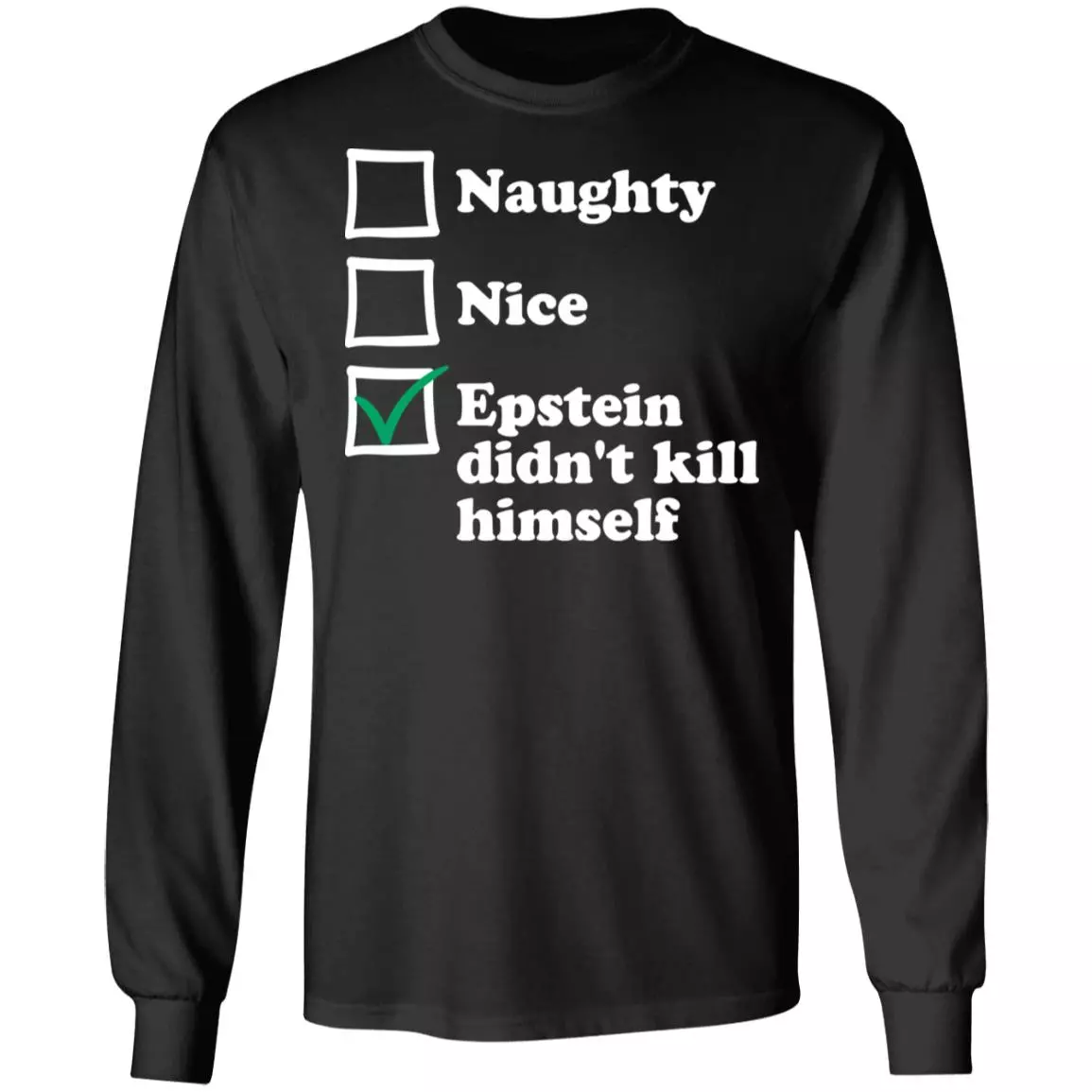 Naughty Nice Epstein Didn't Kill Himself Hoodie, Black, Long Sleeve