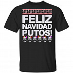 Feliz Navidad Putos Shirt, Black, Unisex T-Shirt