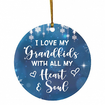 1VT. I Love My Grandkids, White, Circle Ornament