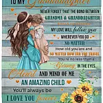 13 HG. To My Granddaughter That The Bond (8), White, VPS Cozy Plush Fleece Blanket - 30x40