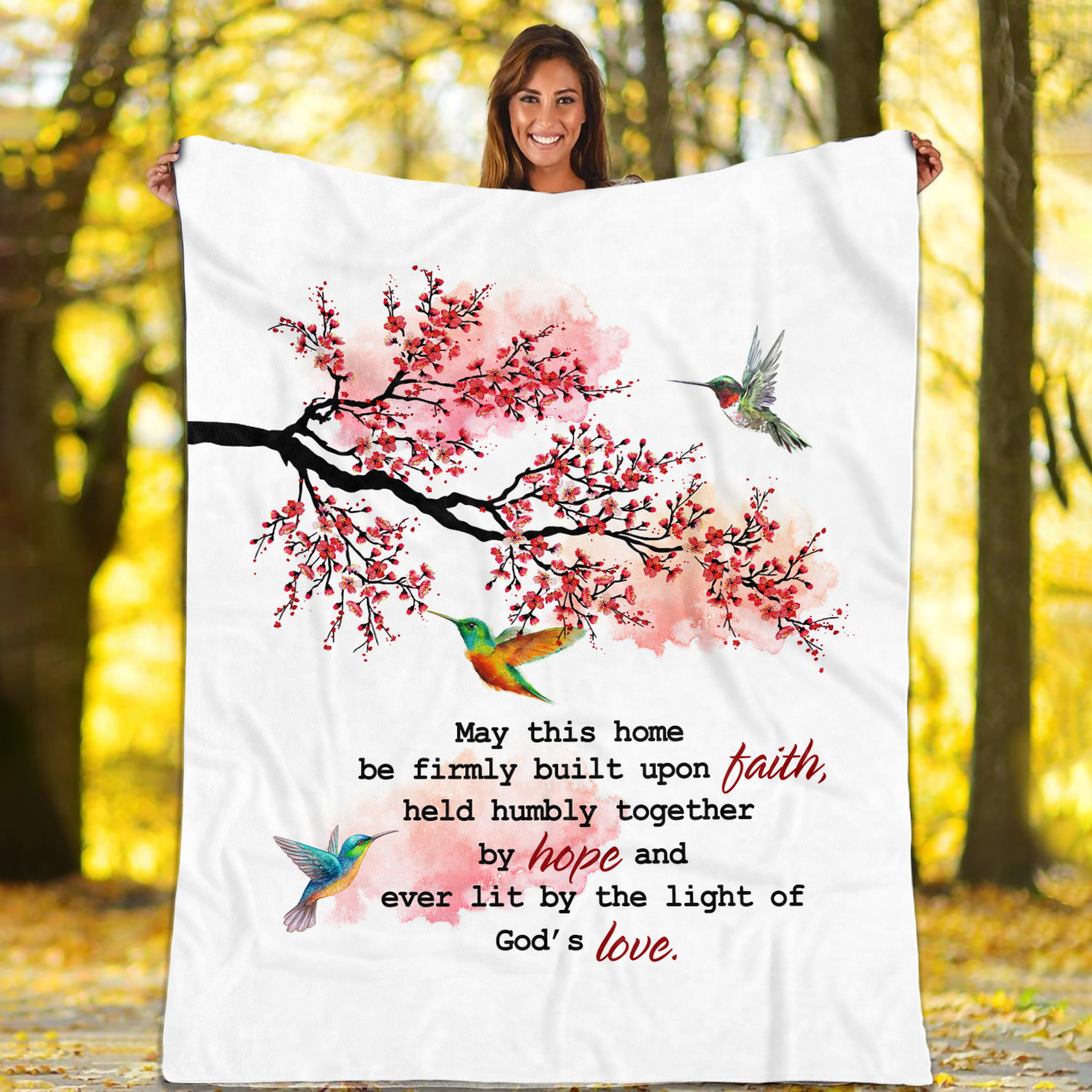 6MH. Humming Birds Blanket Mockup 1