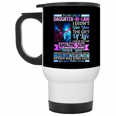 14 oz. White Travel Mug