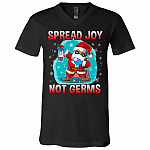 Santa Wearing Mask T-shirt - V-neck, Black, V-Neck T-Shirt