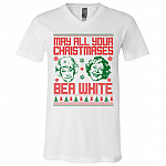 36 HG. May All Your Christmases Bea White - tee(4), White, V-Neck T-Shirt