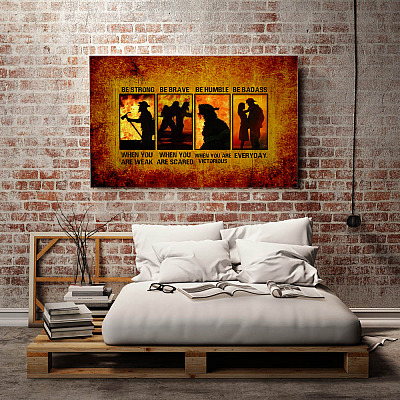 Alternative view of Proud Firefighter Life Be Strong Be Brave Be Humble Be Badass Canvas Poster - Shades Of Firefighter Wall Art