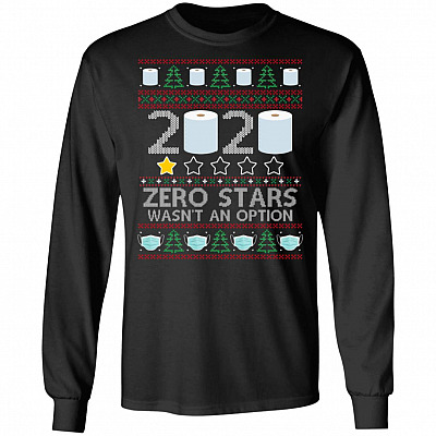 2020 1 Star Review Zero Stars Hoodie, Black, Long Sleeve