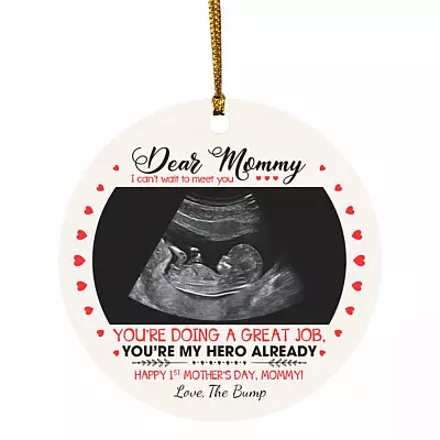Personalized Photo Dear Mommy Custom Image, White, Circle Ornament